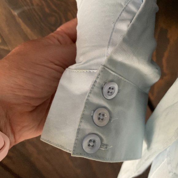 mex stretch size 6 capri pantsuit baby blue - Picture 5 of 7